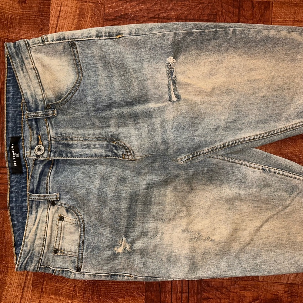 Men's Slim Fit Distressed Jeans - Light Blue